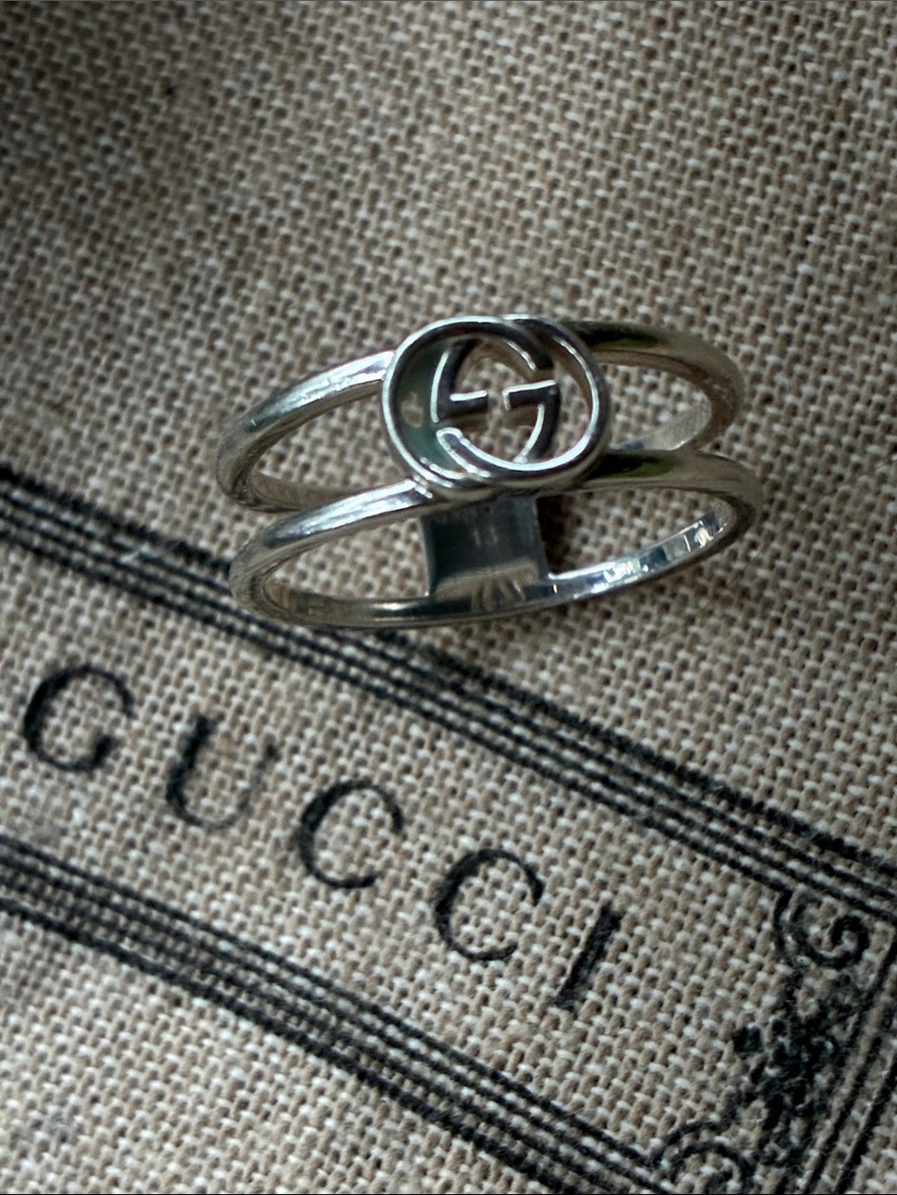 Gucci interlocking G ring 925 sterling silver size 6 new with box